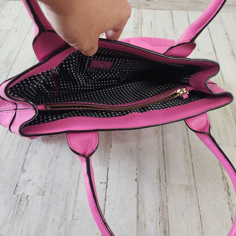 Kate Spade Women Shoulder Bag Hot Pink Pebbled Leather Bow Detail Barbiecore - Picture 15 of 15